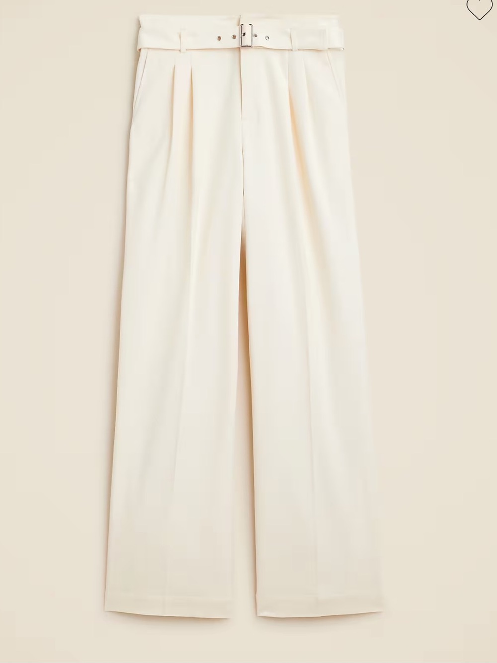 Wide-Leg High-Waist Cream Trousers (with belt)